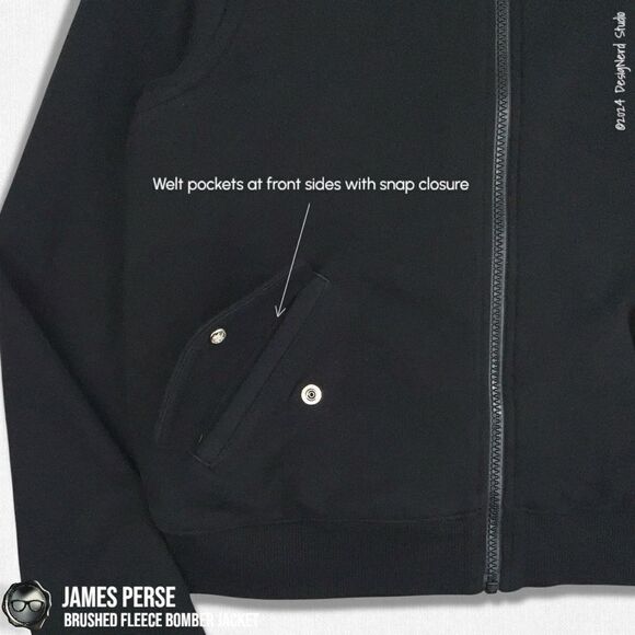 JAMES PERSE BRUSHED FLEECE BOMBER JACKET IN BLACK WOMEN’S SIZE 4 / XL COTTON - Picture 5 of 16